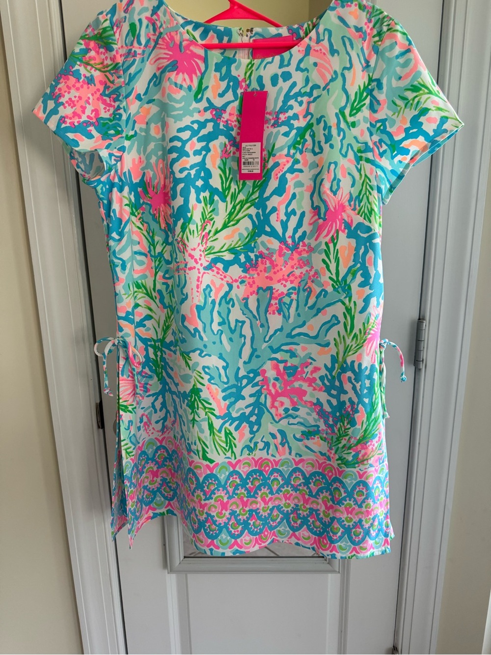 Lilly Pulitzer Blanca Stretch Short Sleeve Romper in Coral Bay